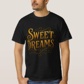 Elegant Gold "Sweet Dreams" Typography Tシャツ (正面)
