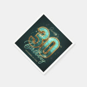 Elegant Gold Teal 3D Typography 30th Birthday スタンダードカクテルナプキン (角)