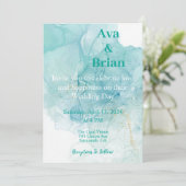 Elegant Gold Teal Watercolor Wedding 招待状 (スタンド正面)