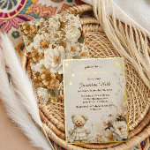 Elegant Gold Teddy Bear Baby Shower 箔招待状
