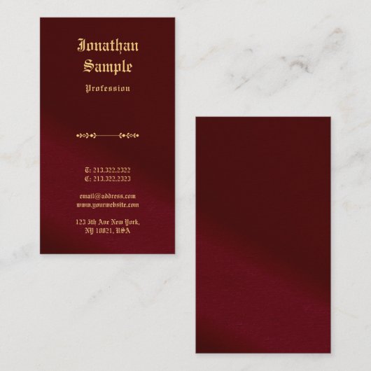 Elegant Gold Text Font Nostalgic Classic Look 名刺 (正面/裏面)