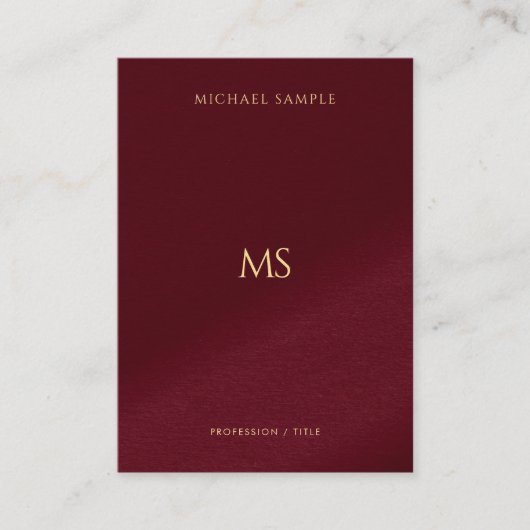 Elegant Gold Text Monogram Vertical Luxury Thick 名刺 (正面)