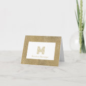 Elegant Gold Texture Big Monogram Stationery ノートカード (正面)
