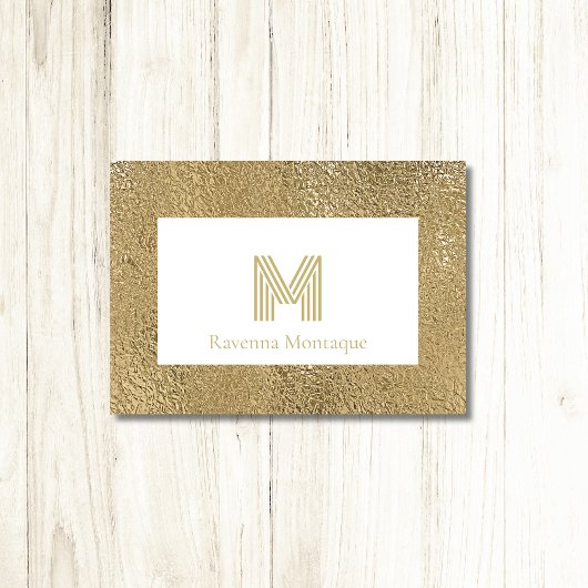 Elegant Gold Texture Big Monogram Stationery ノートカード
