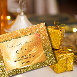 Elegant Gold Thank You Card | Glitter and Pearl サンキューカード