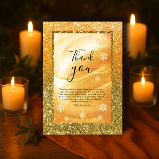 Elegant Gold Thank You Card | Glitter and Pearl 招待状