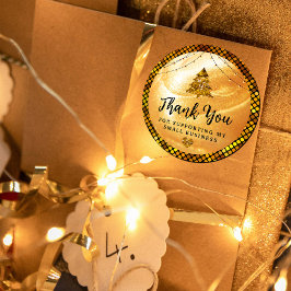 Elegant Gold Thank You | Glitter and Pearl ラウンドシール