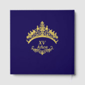 Elegant Gold Tiara Crown Quinceañera Birthday ゲストブック (裏面)