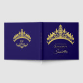 Elegant Gold Tiara Crown Quinceañera Birthday ゲストブック (全面)