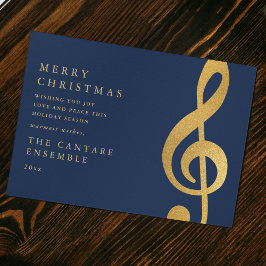 Elegant Gold Treble Clef Merry Christmas Non Photo シーズンカード