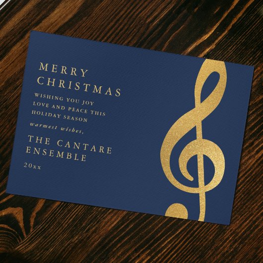 Elegant Gold Treble Clef Merry Christmas Non Photo シーズンカード