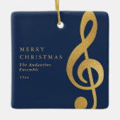 Elegant Gold Treble Clef Music Choir Christmas セラミックオーナメント (正面)