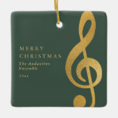 Elegant Gold Treble Clef Music Choir Christmas セラミックオーナメント (正面)