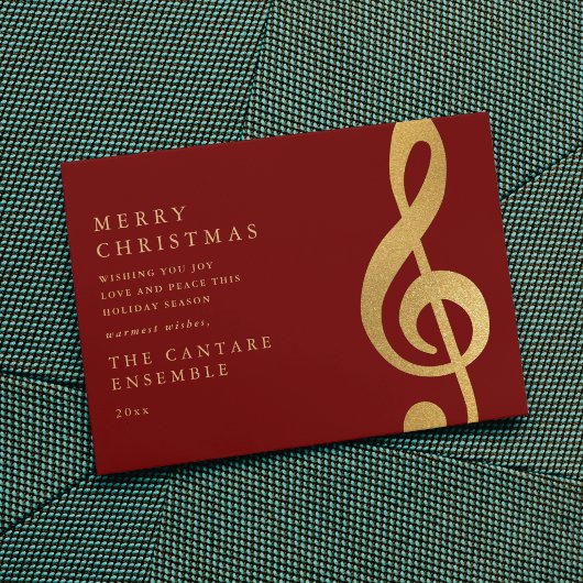 Elegant Gold Treble Clef Music Christmas シーズンカード