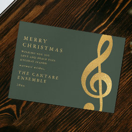 Elegant Gold Treble Clef Music Christmas シーズンカード