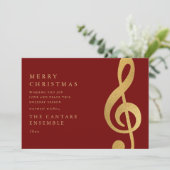 Elegant Gold Treble Clef Music Christmas シーズンカード (スタンド正面)