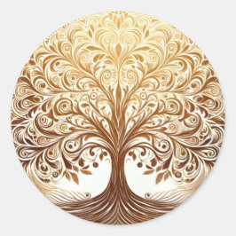 Elegant Gold Tree of Life Celebration Spiritual ラウンドシール