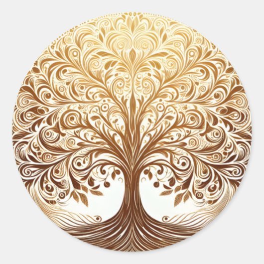 Elegant Gold Tree of Life Celebration Spiritual ラウンドシール (正面)