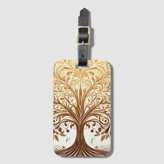Elegant Gold Tree of Life Celebration Spiritual ラゲッジタグ (正面縦)