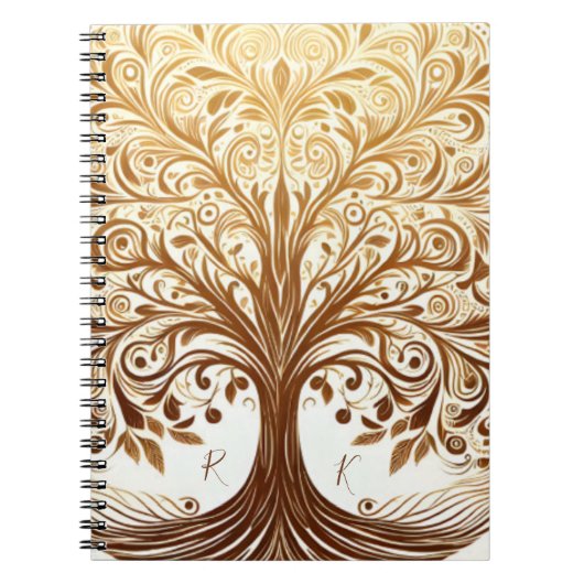 Elegant Gold Tree of Life Spiritual Celebration ノートブック (正面)