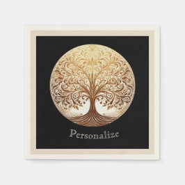 Elegant Gold Tree of Life Spiritual Zen スタンダードカクテルナプキン