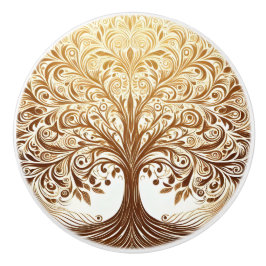Elegant Gold Tree of Life Spiritual Zen セラミックノブ
