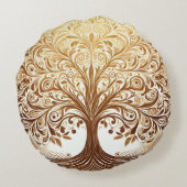 Elegant Gold Tree of Life Spiritual Zen ラウンドクッション (裏面)