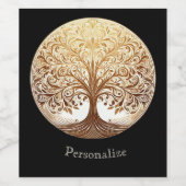 Elegant Gold Tree of Life Spiritual Zen ワインラベル (シングルラベル)