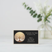 Elegant Gold Tree of Life Yoga Zen on Black 名刺 (スタンド正面)