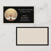 Elegant Gold Tree of Life Yoga Zen on Black 名刺 (正面/裏面)