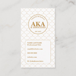 Elegant Gold Trellis Business 3 Letter Monogram 名刺