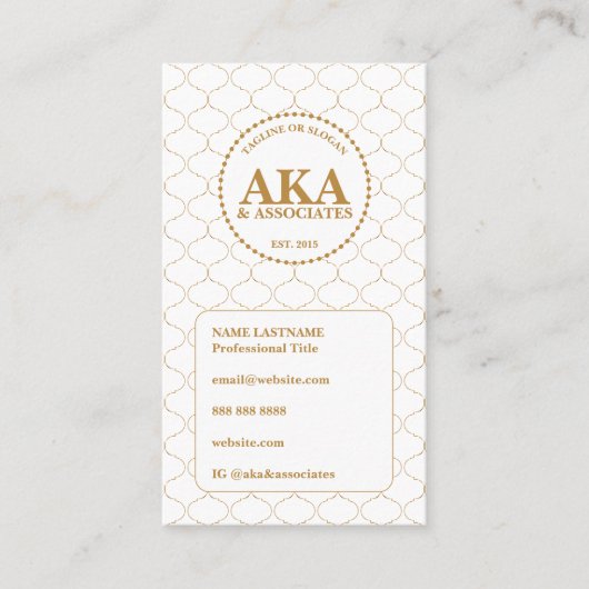 Elegant Gold Trellis Business 3 Letter Monogram 名刺 (正面)