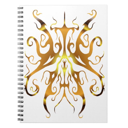 Elegant Gold Tribal Mask Abstract Design ノートブック (正面)