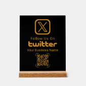 Elegant Gold Twitter Business QR Acrylic Sign アクリルサイン (正面)