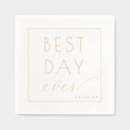 Elegant Gold Typographic Celebration 箔ナプキン (正面)