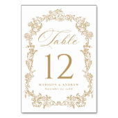 Elegant Gold Victorian Floral Wedding テーブルナンバー (正面)