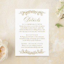 Elegant Gold Victorian Floral Wedding Details エンクロージャーカード