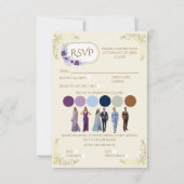 Elegant Gold Vine Floral Garden Dress Code Details 出欠カード (正面)