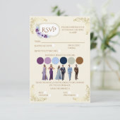 Elegant Gold Vine Floral Garden Dress Code Details 出欠カード (スタンド正面)