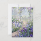 Elegant Gold Vine Garden Blue Floral Save the Date セーブザデート (裏面)