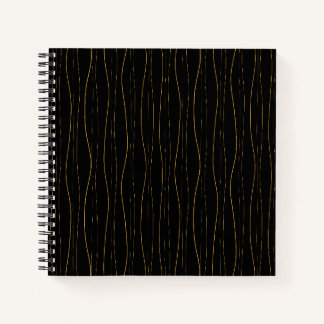 Elegant Gold Wavy Lines Pattern ノートブック