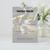 Elegant Gold Wedding Car Handle Peach Rose  招待状 (スタンド正面)