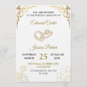Elegant Gold Wedding Invitation Template Card 招待状 (正面)
