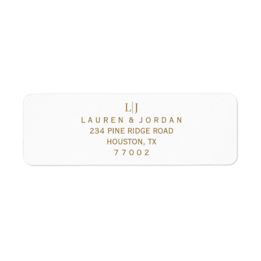 Elegant Gold Wedding Return Address Labels ラベル (正面)