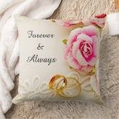 Elegant Gold Wedding Rings with Roses Romantic 💍 クッション (ブランケット)