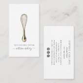 Elegant Gold Whisk Baker Bakery Chef Caterer 名刺 (正面/裏面)