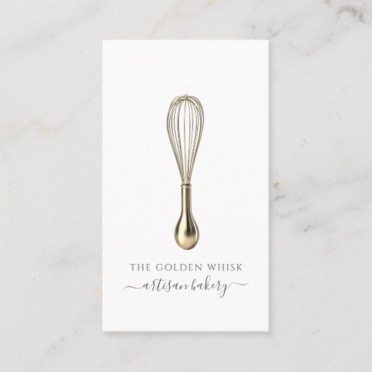 Elegant Gold Whisk Baker Bakery Chef Caterer 名刺 (正面)