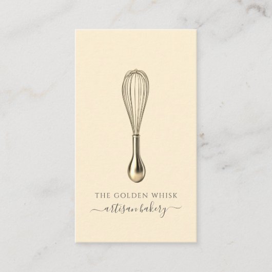 Elegant Gold Whisk Baker Bakery Chef Caterer 名刺 (正面)