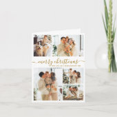Elegant Gold White 5 Photo Collage Christmas  シーズンカード (正面)