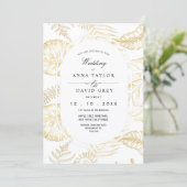 Elegant Gold White Flora Wedding 招待状 (スタンド正面)